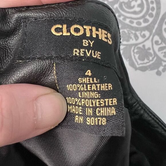 Clothes by Revue Black Leather Pencil Skirt Size 4 Punk Bikercore - Picture 6 of 9